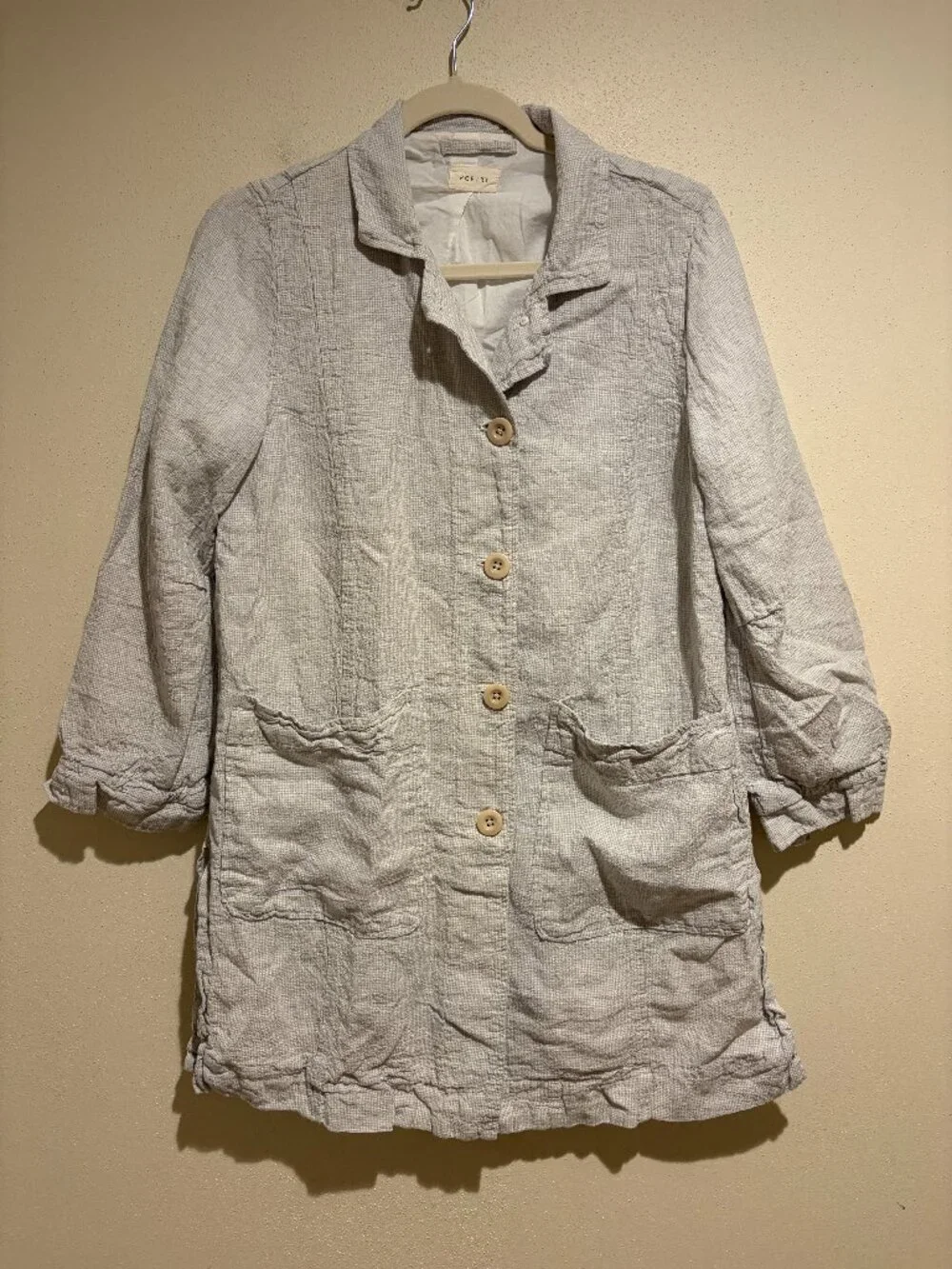 Poetry Long Jacket High-Twist Linen in Ice Grey